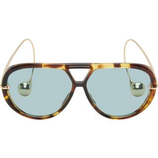 Bottega Veneta Kvinde Bottega Veneta BV1273S 007 Solbriller Acetat Havana Grøn Geometrisk