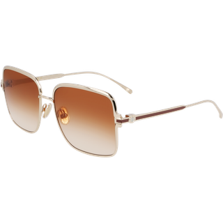 Ferragamo Kvinde SF317S 704 Solbriller Metal Guld Firkantet Normal Skygge