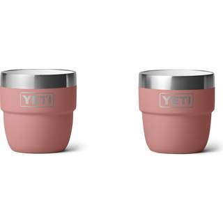 Yeti Rambler 4 oz Stabelbar kop rustfrit st?l vakuum isoleret espresso/kaffekop 2 pakke sandsten lyser?d
