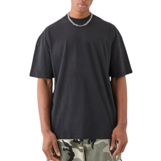 Mens Black Oversized Extended Neck Over The Seam Gothic Back Print T-shirt