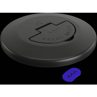 Låg til dæksgennemføring benzin Roca Deck Filler Cover, ISO 8099 / 4596 / 11192 / 9093-1, 1 1/2" gevind, sorteloxeret rustfrit stål AISI 316