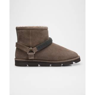 Brunello Cucinelli Monili shearling-lined suede boots - grey - EU 41