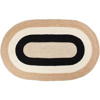 Dixie Elin Striped oval jutetæppe 92x150 cm Black