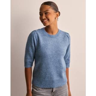 Selected Femme - Blå - Slflulu Ss Open Back Knit O-Neck No - Large