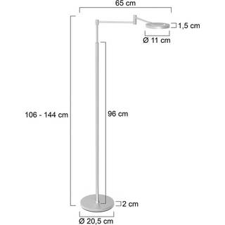 LED-gulvlampe Soleil, stålfarvet, metal, dæmper
