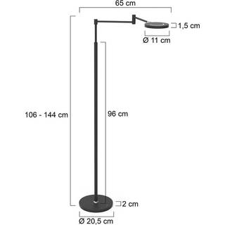 LED-gulvlampe Soleil, sort, metal, dæmper