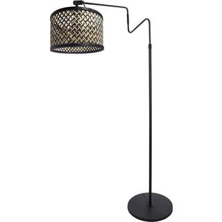 Linstrom gulvlampe, metal, bambusvævning, sort/natur