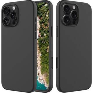 iPhone 16 Pro Max Liquid Silikone Cover med Strop - Sort