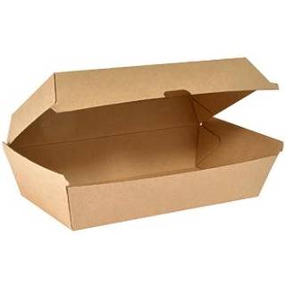 Bakke boks med hængslet låg 1100 ml pap/pla kraft Brun