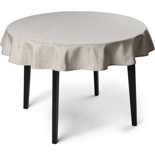 Rund dug - Ø180 cm - Sandfarvet dug - Jacquard vævet dug - Eksklusiv festdug