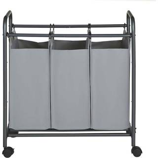 Songmics rullende vaskeri Sorter, vaskeri med 3 aftagelige poser, vaskeri, legetøjsarrangør på hjul, robust, 3 x 44L, grå LSF003GS