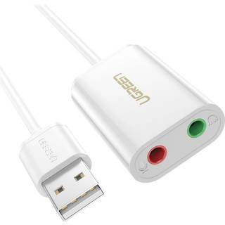 Ugreen USB-A eksternt lydkort musikadapter - Hvid