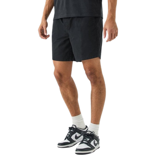 Mens Shorter Length Relaxed Fit Elasticated Waist Chino Shorts in Black
