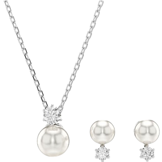 Matrix Set, Kristallperle, Rundschliff, Weiß, Rhodiniert