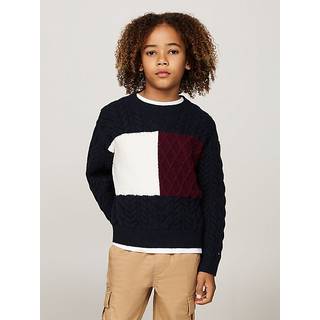 Colour-Blocked Cable Knit Jumper