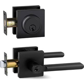 Berlin Modisch Entry Lever D?rh?ndtag og enkeltcylinder Deadbolt Lock og Key Slim Square Locking Lever Handle Set [hovedd?r eller kontor] H?jre o