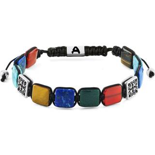 Elysian | Sølvfarvet Flerfarvet Natursten Flad Perle Armbånd