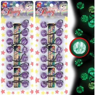 16 stk 20 mm hrbnd Hrtilbehr til piger Glitter Galactic hrbnd med bolde Bubble Twinhead Hestehaleholdere (Glow in the Dark Milky Way - Viol