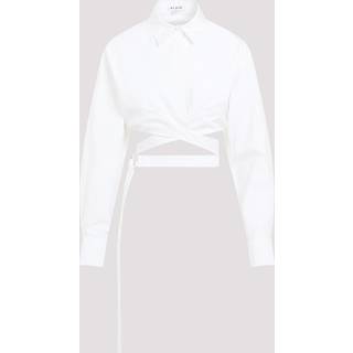 AlaÃ¯a Cropped cotton poplin shirt - white - XL+