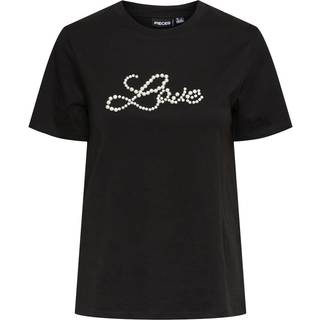 PIECES dame t-shirt PCRINE - Black LOVE - XS