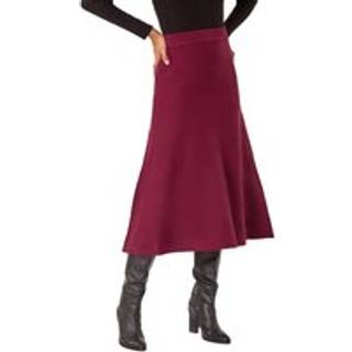 Roman Roman Red Knitted Midi Stretch Skirt