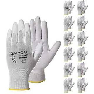 Kaygo Safety Arbejdshandsker PU coated-12 par kg11pb Sømløs strikhandske med polyurethan belagt glat greb om palme og fingre til mænd og kvinder