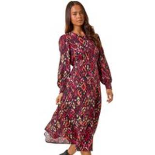 Roman Roman Petite Abstrakt Tryk Midi Kjole med Rynkede Manchetter - EU 42 (UK 14)