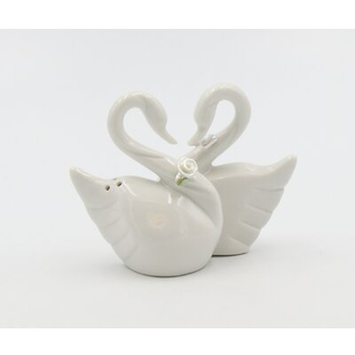 3,5 tommer elskende svanepar hjerteform salt og peber shakers hvid
