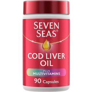 Seven Seas Torskelever Plus Multivitaminer Omega-3 fiskeolie 90 kapsler