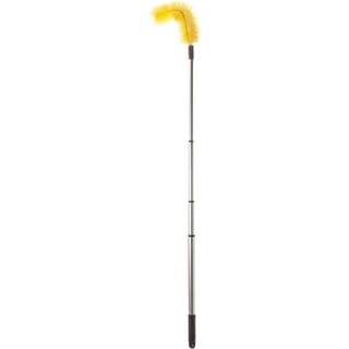 Teleskopisk tagrendbørste udvideligt tagrenserværktøj til fjernelse af blade affald og kviste strækker sig fra 36 tommer til 74 tommer.