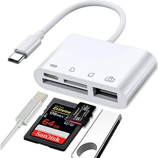 NÖRDIC USB-C kortlæser 2 slot SD, MicroSD 1xUSB-A 1xUSB-C UHS-I