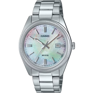 Herre Casio DATE Sølvur med MOP Skive (Ø 38,5 mm)