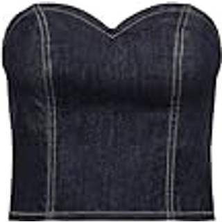 Only - Blå - Onltiki S/L Dnm Rinse Corset Top Gu - Large