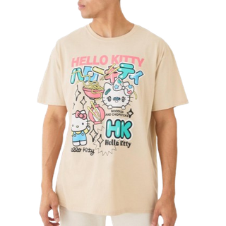Mens Sand Loose Fit Hello Kitty License T-shirt
