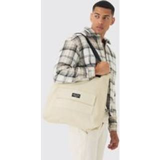 Mens Man Branded Tote Bag In Ecru