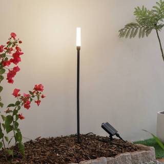 Lindby LED-solcellelampe Balian, sort, aluminium, 3.000 K