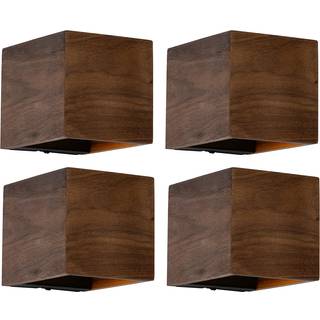 Sæt med 4 smarte væglamper valnødtræ inkl. Wifi G9 - Transfer