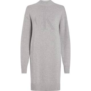 Relaxed Cotton Wool Jumper Dress - Grey - S
