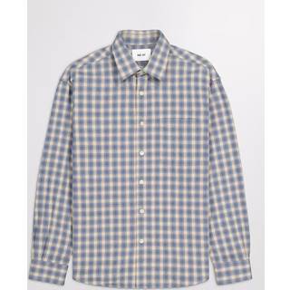 NN07 Deon Flannel Checked Shirt Blue