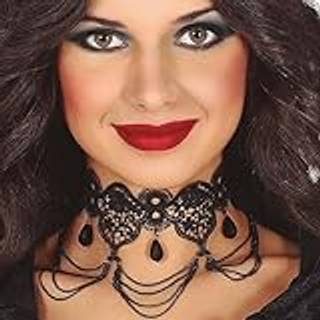 Choker med kæde og sorte sten