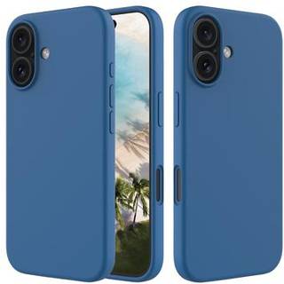 iPhone 16 Liquid Silikone Cover med Strop - Blå