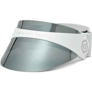 Philipp Plein Unisex SPP033S PLEIN F.I.T. FUTURE IS TODAY VISIERA-K 5WWX Solbriller Injiceret Hvid Grå Visir Normal Spejl