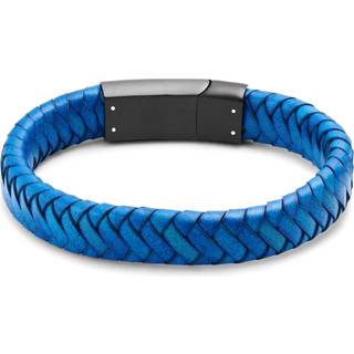 Blåt Flettet Læder Armbånd