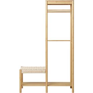 Ember tøjstativ med naturfletet bænk i natur bambus