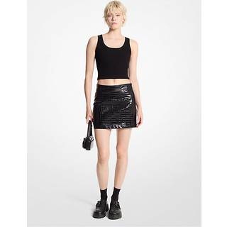 MK Crocodile Embossed Mini Skirt - Black - Michael Kors - EU 34