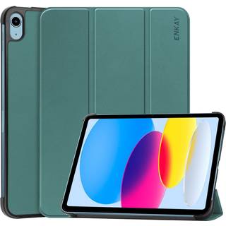 Apple iPad 11" (2025) / iPad 10.9" (2024/2022) ENKAY Læder Flip Cover m. Stand - Grøn