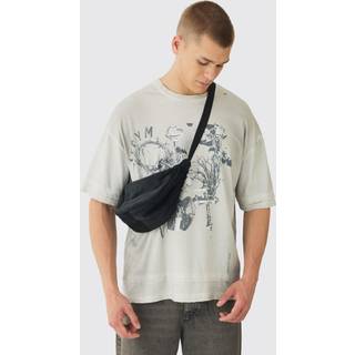 Mens Cord Cross Body Sling Bag In Black