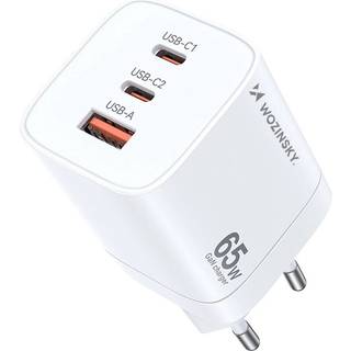 Wozinsky 65W GaN hurtig oplader - 2xUSB-C og 1xUSB