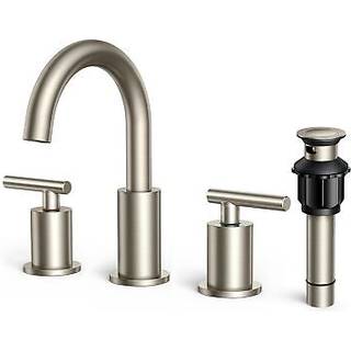 Forious b?rstet nikkel badev?relse vandhaner 3 stykker med metalafl?bsmontering 8 tommer udbredt badev?relse vandhane med h?j bue 360 ???raders