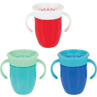 Nuby Wonder Cup med 360 Smart Edge Silicone Rim- To-h?ndtagsdesign- (3-Pack) 5 oz- Gr?n/r?d/bl?